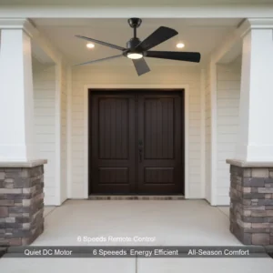 1 DC Motor Modern LED Metal Bedroom Quiet 6-Speed Remote Control 20-Inch ABS 10-Year Warranty Ceiling Fan Light 5 Blades