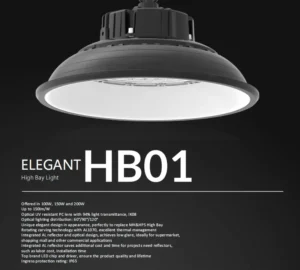 100W 150W 200W LED High Bay Light IP65 IK08 LUMILEDS Meanwell 5-Year Warranty Dimmable DALI HB01 Model Warehouse Factory