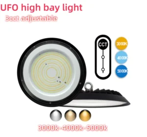 100W 3000k-4000k-5000k Adjustable UFO LED High Bay Light IP65 Waterproof Indoor Industrial Warehouse Shop Lighting