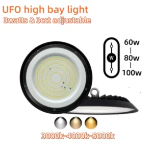 100W-80w-60w 3cct Adjustable UFO LED High Bay Light IP65 Waterproof Indoor Industrial Warehouse Shop Lighting