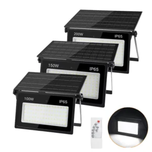 100W Outdoor Solar LED Floodlight High Bright IP65 Portable Camping Light 6000K Daylight Dimmable Garden Patio Wall Lighting