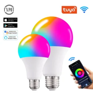 10W RGB LED Light Bulb Smart Dimmable Color Change App Home E26 E27 B22 Base Control AC Wifi Connected A19