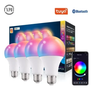 15W Tuya Smart LED Bulb E27 E26 B22 Energy Saving App Control Dimmable RGB Light