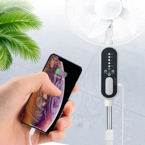 16 Inch Brushless Solar Floor Fan with Remote Control USB Phone Charging LED Light 5 Blades Low Noise