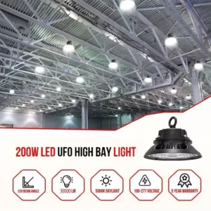 200W UFO LED High Bay Lighting Fixture IP65 Waterproof for Gym and Arena
