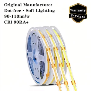 24V LED Strip Light COB 90RA+ CE RoHS High Density Flex 320 480LEDs 10m 5m Roll Uniform Glow No Dark Spot