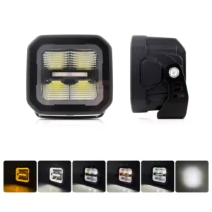3 Inch 40W P8 LED Work Light 6000K+DRL Flood Light with Lampshade 9 30V IP68 Square Driving Lights for Bumpers and Roof