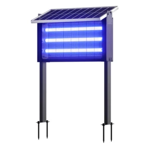 30W Solar LED Bug Zapper Pro With Triple UV Tubes Dusk To Dawn Outdoor IP44 Metal Construction 2-Year Warranty Pure White