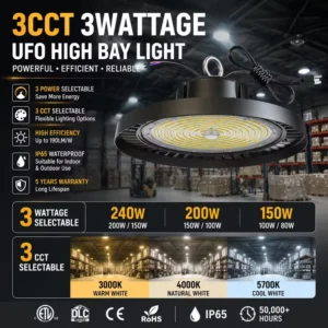 3CCT 3Power Switchable 200W Garage UFO Workshop Highbay Lighting Commercial Industrial Led High Bay Light