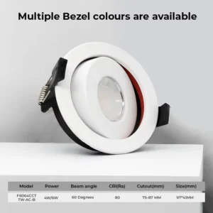 3CCT Modern Indoor Lighting Recessed Spotlight Lamp Adjustable SMD Downlight 4W 6W Dimmable 60 Degree Beam Angle
