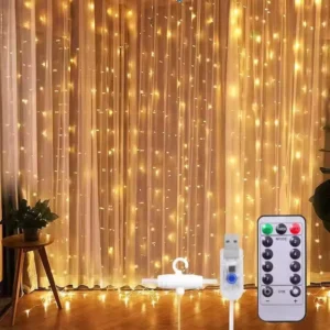 3x3m 9.8ft 300 LED Copper IP68 Room Decor Fairy Christmas Wedding String Curtain Lights