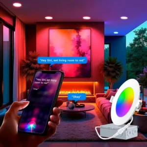 4” 9W Smart Slim Recessed Pot Light Modern RGBCW LED IP44 Waterproof Alexa Google Home Tuya Compatible WiFi