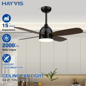 4 ABS Blades 52 Inch 6 Speeds 30 To 34dB Low Noise 3CCT Living Room Dining Room LED Ceiling Fan With Light