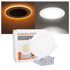 4 Inch 9W+3W Dimmable LED Pot Lights 6 Inch 12W+3W 5CCT Recessed Downlight ETL Energy Star Pot Lights With Night Light Mode 2000K