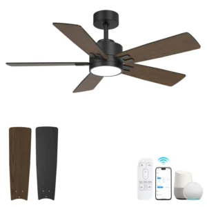 42″ Alexa Tuya Remote Control Smart Ceiling Fan with 5 Dual Finish Blades DC Motor Outdoor Household Use Light