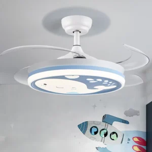 42 Inch 220V Invisible Modern Ceiling Fans with Bladeless LED Lights Remote Control Bedroom Living Room Blue