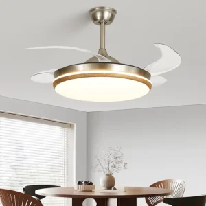 42 Inch Motor LED Light Ceiling Fan for Smart Remote Control Retractable Blade Energy Efficient for Living Room Bedroom