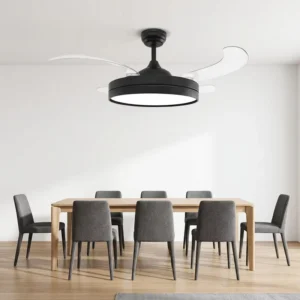 42 Inch Solid Wood 4 Plastic Blades CB CE Approved Remote Control Silent Invisible Ceiling Fan with Light