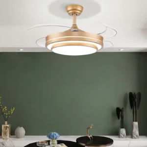 48 Inch Bladeless Retractable Invisible Ceiling Fan with Light Hidden Concealed and Remote