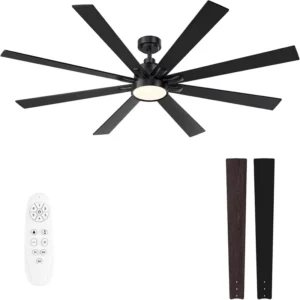 62 Inch Wood Matte Black Ceiling Fan with Remote 6 Speed DC Motor 3 CCT Dimmable LED Lights Reverse Indoor Outdoor Use