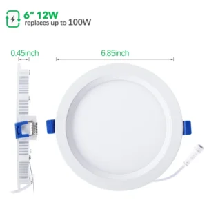 6Inch LED Recessed Lighting with Junction Box 5CCT Selectable 1000LM 12W Dimmable Can Killer Downlight