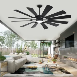 72 Inch Industrial Ceiling Fan with Light Indoor Outdoor Dual Finish 12 Blades Large Modern Dimmable LED Light BLDC Fan