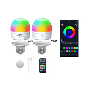 7W E26 27 14 12 Magnetic Base Type C USB Rechargeable Remote Touch Bluetooth App Control Smart RGB Bulb for Wall Table Lamps
