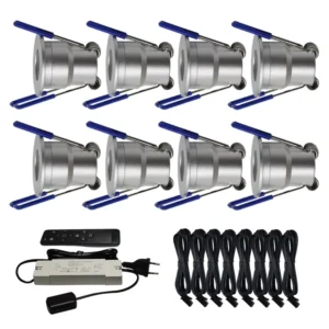 8x 3W Dimmable Outdoor Led Spotlight Sets IP65 With Remote Control For Veranda