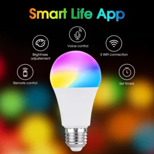 9W RGB+CW LED Smart Bulb 220V Dimmable Alexa Google Tuya App Control Modern Design E14 WiFi for Candle Bulbs