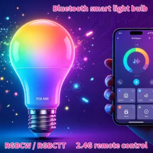 AC220-240V A60 2.4G Remote Control LED Bulb E27 Tuya Mobile Application Ra80 PC