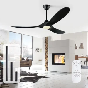 All Black LED Ceiling Fan with LED Light 3 Wood Blades BLDC Motor 6 Speed Large Airflow Remote Control 60 Inch Energy Saving