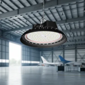 Aluminum Body Slat Cooling Boxed Chip Array Clear Bolt Tougher LED 3030 SMD 200W UFO High Bay Lights for Hangar