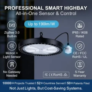 Amelech Smart Pir Sensor IP65 ZigBee 3.0 High Bay UFO for Light for Office & Industrial Use with 5-Year Warranty