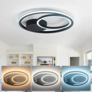 Bedroom Living Room Surface Mounted LED Aluminum Contemporary Ceiling Lamp Black Finish Indoor Home Lighting Multi Color