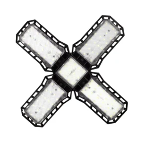 Bedroom School Warehouse Ceiling Lamp Lighting Fixture ABS Plastic 45W Four Leaf Blade Folding LED Fan Bulb Light