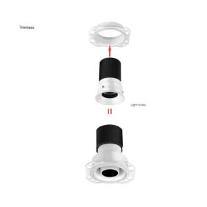 Black White Recessed Trimless Adjustable Downlight Cut Size 40mm 5W 7W 9W LED Spot Light Plaster Gypsum Downlight
