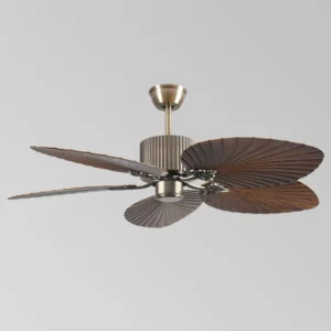 Brown 5 Blades Durable ABS Plastic DC Motor Ceiling Fan with LED Light Remote Control Modern Design for Living Room