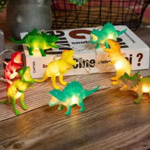 Children’s Room Small Dinosaur Figures Decoration Cartoon LED String Lights Set 10LEDS IP44 Plastic Indoor Battery Operated