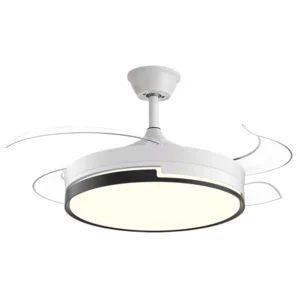 Contemporary Pattern Design Transparent Folded Blades Iron Body Remote Control Low Noise Copper DC Motor LED Ceiling Fan Light