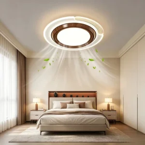 Cream Acrylic DC Motor LED Modern Minimalist Bladed Ceiling Fan Lamp with Full Spectrum Eye Protection for Bedroom Study