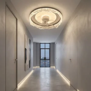 Creative Ice Texture Ceiling Fan Lamp Easy Install Decorative LED Lighting Surface Mount For New House Renovation Projects