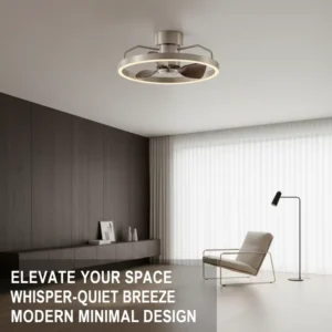 DC Motor Modern LED Metal Bedroom Fan Quiet 6-Speed Remote Control 20-Inch ABS Blades 10-Year Warranty 110-240V Dimmable 30-34