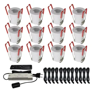 DC12V IP65 28mm Cut Hole Adjustable Recessed Mini LED Downlights for Pergola 6/8/10/12pcs Set