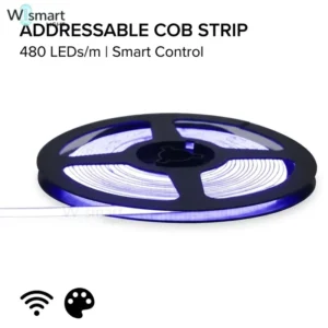 DC5V 12V 2.7mm 4mm Ultra-Slim Addressable COB LED Strip Light IP20 High Density Uniform Tape Smart App Control
