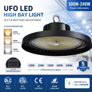 Die-casing Aluminum 150W 22500LM High Brightness LED UFO High Bay Light IP65 Indoor Warehouse Industrial Ceiling Light