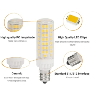 Dimmer Led Lamp E12 8w 1058lm Light Smd 120v Ceramic+pc 2835 Corn Bulb
