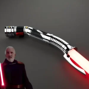 Dooku Lightsaber Metal Hilt RGB Infinite Color Changing Heavy Dueling Saber Rechargeable Battery Combat Neopixel Blade for Fans