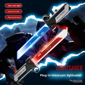 Dual-Blade Retractable Plastic Lightsaber Interlocking Illuminated Sword 2-in-1 Laser Sword for Boys