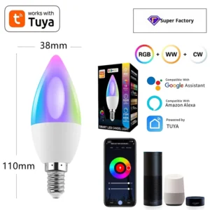 E12 LED 5W B Type Smart Light Bulb RGBCW WiFi B11 Candle Holder with Smart Life AvatarControl APP