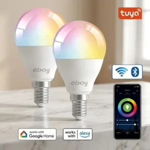 E14 G45 RGBCW 4.9W 470LM CE ERP WiFi Dimmable LED Smart Bulbs for Home